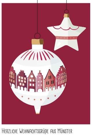 Klappkarte Weihnachtskugel mit Stern weiß mmm
