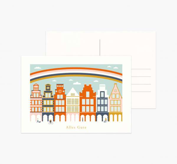 Postkarte Münster Prinzipalmarkt Regenbogen Fehrl
