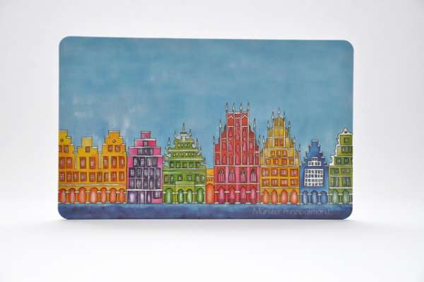 Frühstücksbrettchen Bockstette - Giebelhäuser blau Münster