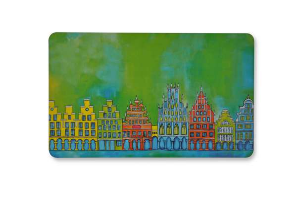 Frühstücksbrettchen Bockstette - Giebelhäuser grün Münster