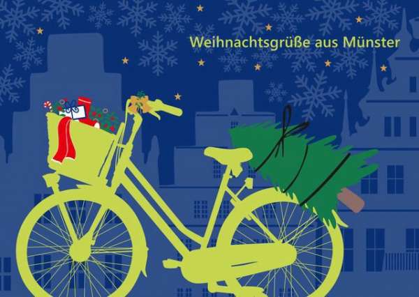 Postkarte Fahrrad Weihnachten mmm