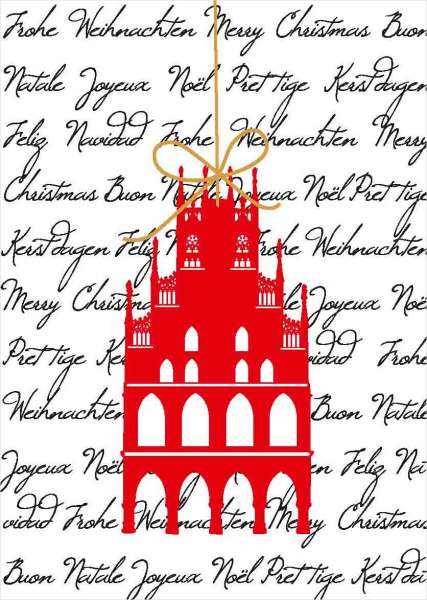 Postkarte Rathaus auf Weihnachtsgruß mmm