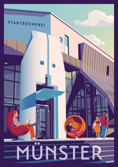 Postkarte Wentrup Stadtbücherei Münster