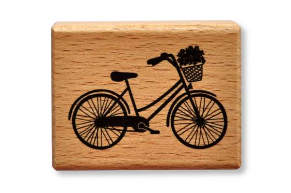 Stempel Fahrrad mit Blumenkorb