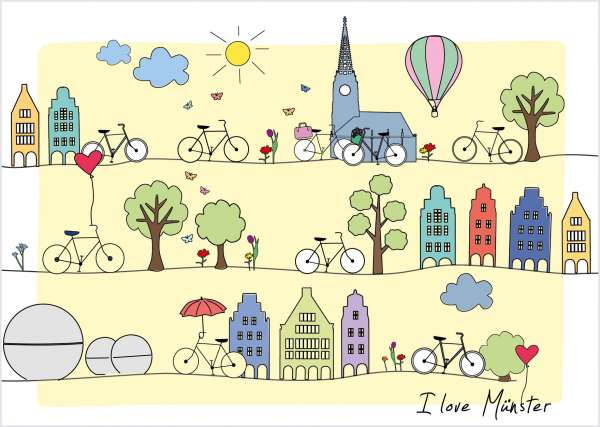 Postkarte - I love Münster_Linien mmm