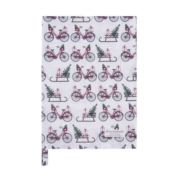 Geschirrtuch Rotes Fahrrad mit Schlitten - Krasilnikoff